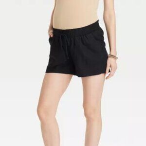 NWT Black Maternity Linen Shorts - Ingrid & Isabel